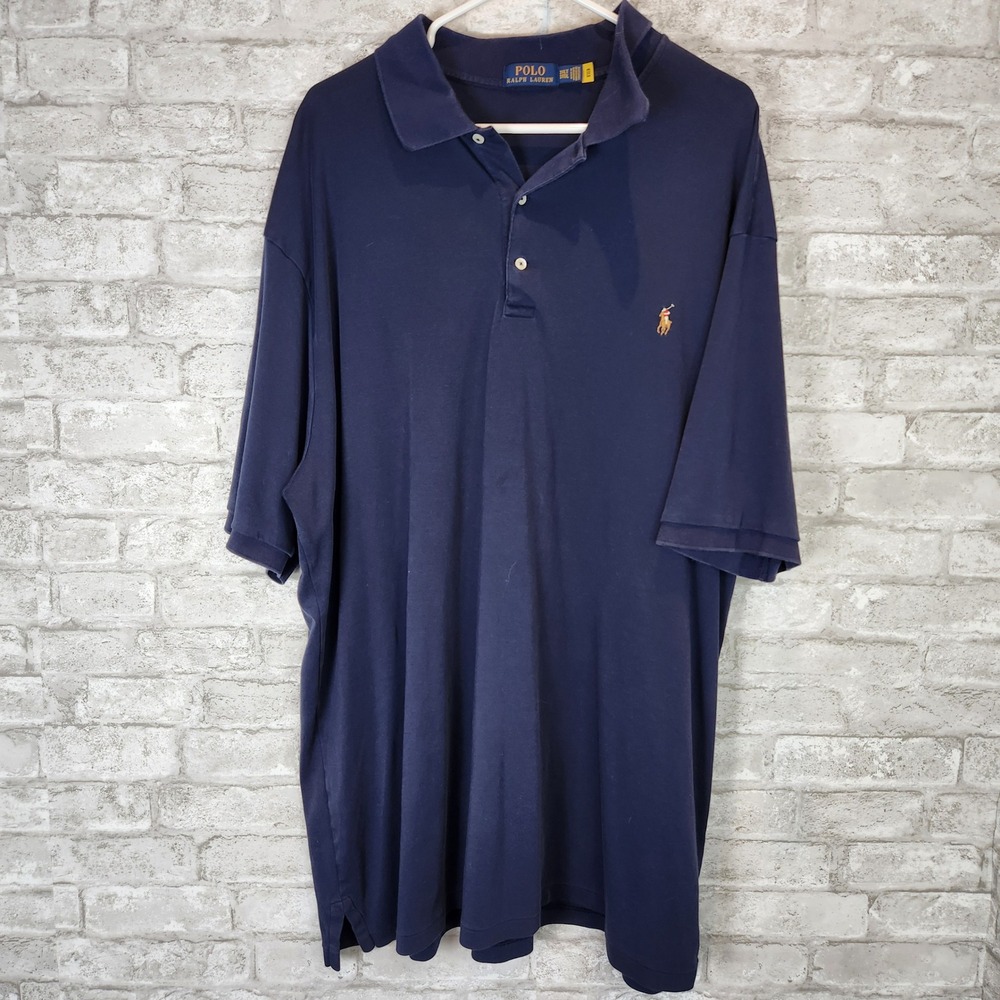 Polo Ralph Lauren Polo Shirt Navy Blue Short Sleeve Classic Pony Preppy 3XLT
